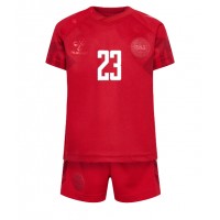 Denmark Pierre-Emile Hojbjerg #23 Replica Home Minikit World Cup 2022 Short Sleeve (+ pants)